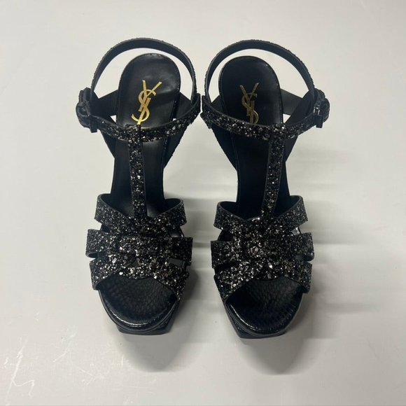 Saint Laurent Tribute 105 Black glitter sandal size 40 - Picture 5 of 11